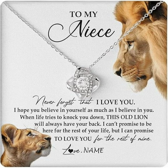 Niece Birthday Gift from Aunt, To My Niece Necklace from Aunt with Heart Touching Message Card and Gift Box, Love Knot Necklace, Zircon Necklace Gift for Niece