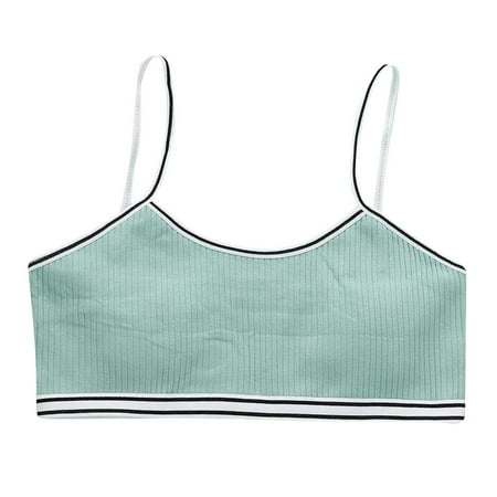 GEWSEY Training Bras Girls Strapless Bandeau Bra Seamless Girls Training Bras for Teens Sports Top Bra Green 8-12 Years