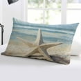 thumbnail image 5 of Blue Beige Coastal Beach Throw Pillow Cover 20 x 26 Inch Decorative Pillow Cover Summer Ocean Wave Starfish Lumbar Pillowcase Seasonal Rectangle Cushion Case for Couch Sofa Bed Living Room, 5 of 7