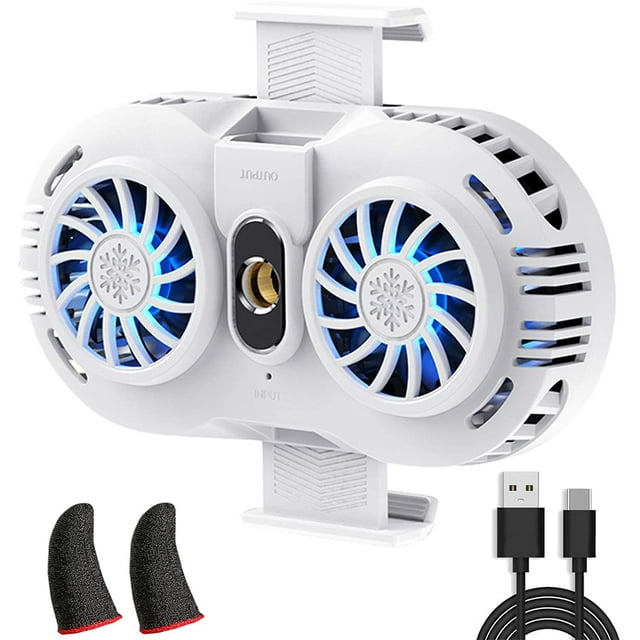 Phone Cooler For Iphone, Cooling Case Radiator Game Accessories, Dual Mobile Phone Fan With Finger Sleeves For Pubg Smartphone Gaming Controller From 4 To 6.5 Inch For Tiktok Live Streaming