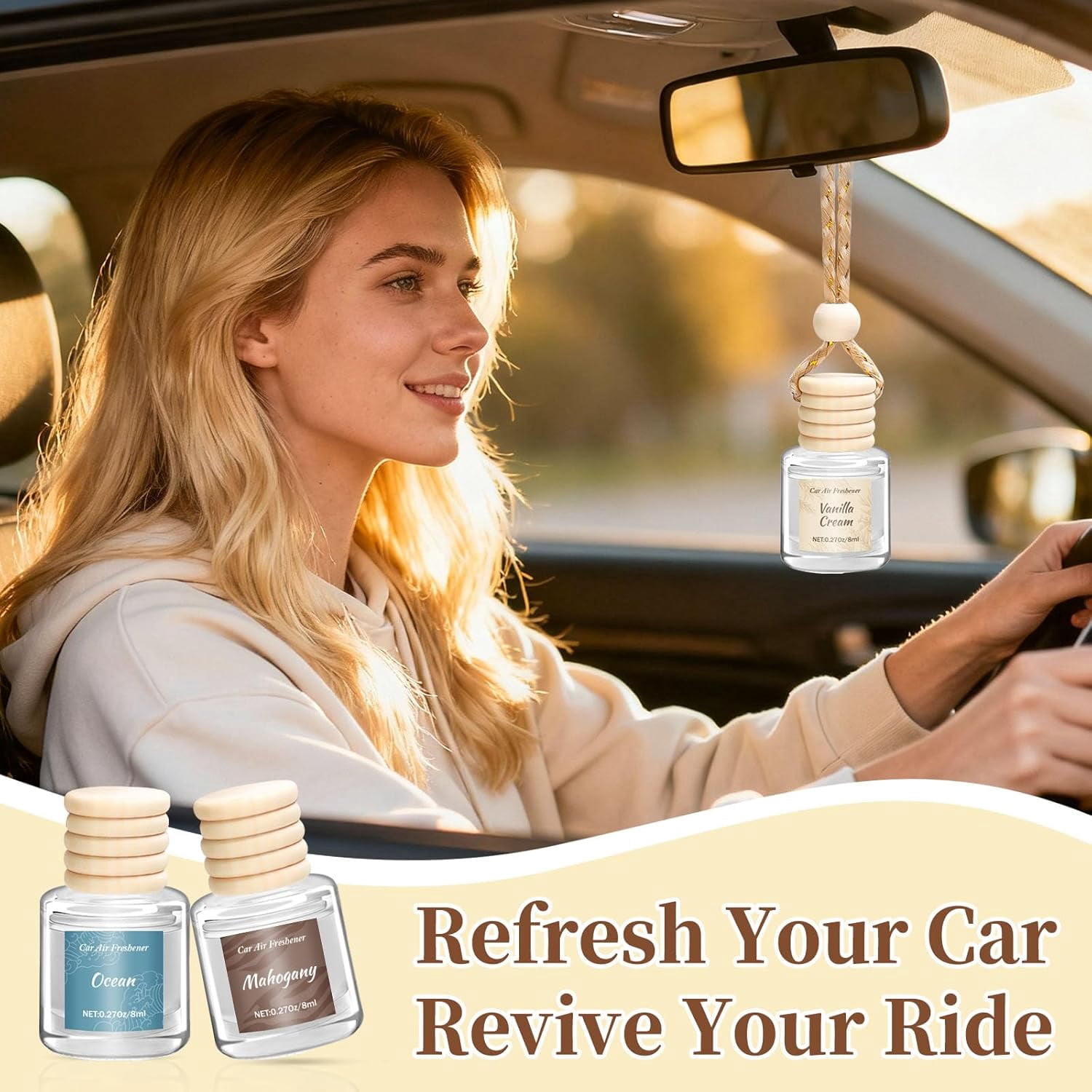 CozyNestFinds 6 Pack Car Air Freshener - Mothers Day Gift for Her, Hanging Air Freshener Essential Oil Diffuser, Romantic Car Scents Cute Auto Decor Birthday Gifts for Women/Men