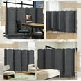 thumbnail image 6 of 8-Panel Folding Room Divider, Charcoal Gray Woven Polypropylene with Pine Wood Frame, Elegant Arched Top Privacy Screen for Home Office, No Assembly Required, 6 of 7