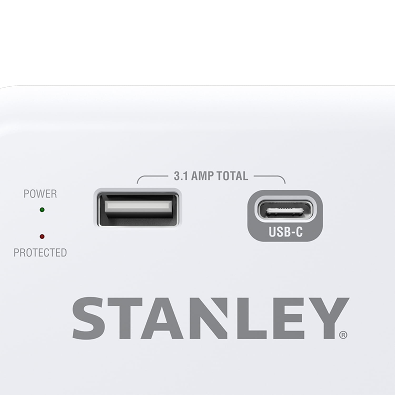 STANLEY 6-AC Outlet 2-USB Port 1,200-Joules SurgePro 1200 USB Extreme Surge Protector Wall Tap Adapter with Integrated Phone Shelf, 30426