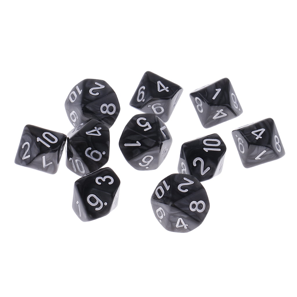 10x Plastic Polyhedral Dice D10 for Dungeons and Dragons Table Game Blue 