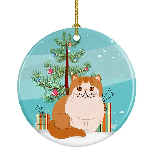 Exotic Shorthair Cat Merry Christmas Tree Ceramic Ornament