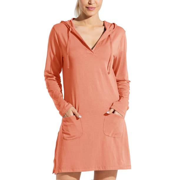 Willit Women's UPF 50+ CoverUp Dress SPF Long Sleeve Shirt Dress Sun