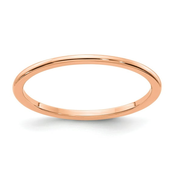 Solid 14K Rose Gold 1.2mm Classic Dome Stackable Band Thin Wedding Anniversary Ring Size 7.5