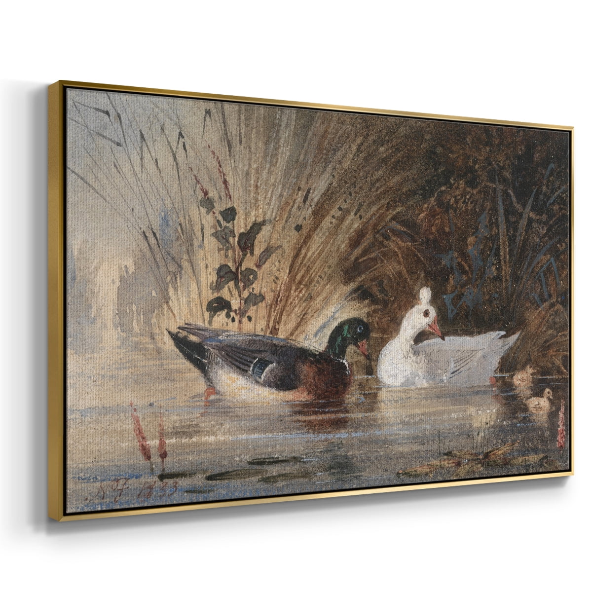 Vintage Animal Print-XVIII By Wexford Home Framed in Gold Wood Gallery Wrapped Canvas 25 in. x 37 in.