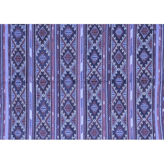 Ahgly Company Machine Washable Indoor Rectangle Oriental Blue Traditional Area Rugs, 5' x 7'