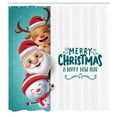 thumbnail image 2 of Ambesonne Merry Christmas Shower Curtain, Snowman Santa Deer, 69"Wx70"L, Vermilion Dark Seafoam, 2 of 4