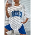 thumbnail image 3 of Camiseta con estampado de BROOKLYN para hombre y mujer, moda de verano, camisetas informales europeas y americanas para mujer, camiseta de gran tamaño, 3 of 5