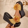 thumbnail image 2 of Women's Wedge Sandals Slip on Slides Platform Round Open Toe Backless Fish Mouth Comfortable Slipper Dressy Summer Casual Shoes Yellow 9.5(43), 2 of 9