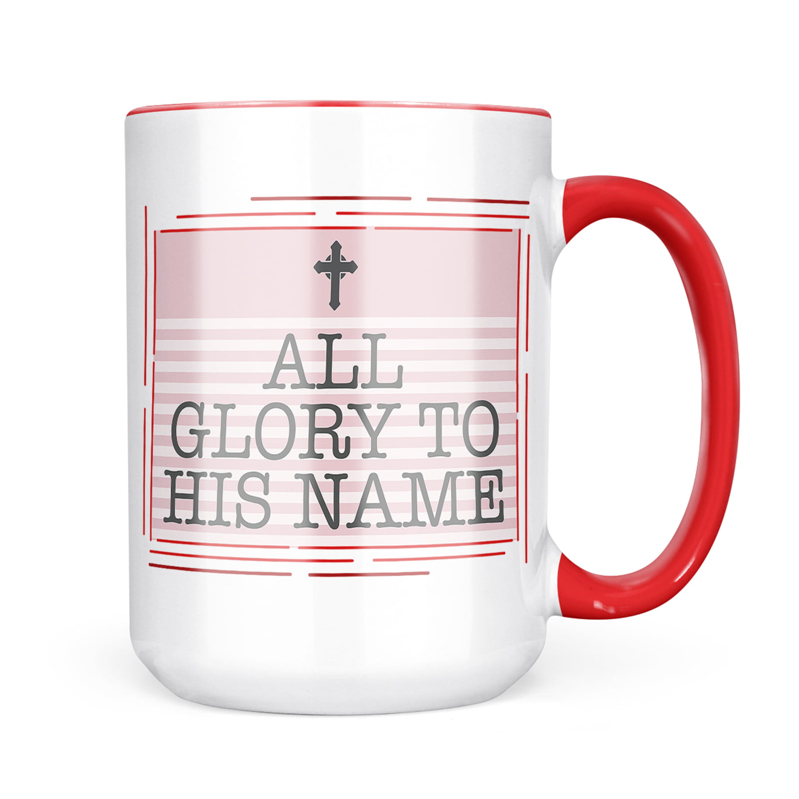 Neonblond All Glory to his Name Religious Easter Cross Pink Mug gift for Coffee Tea lovers