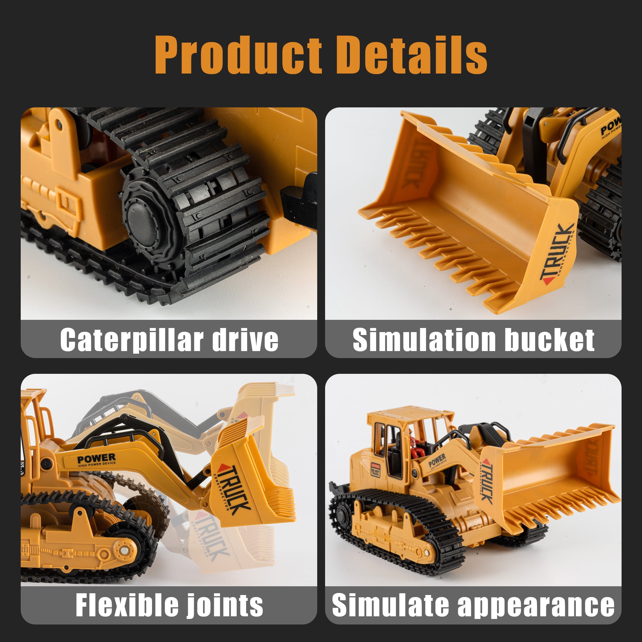 95272FUNN 1/20 Scale 6-Channel RC Hydraulic Excavator & Bulldozer 2-in-1 – Engineering Vehicle Toy for Kids Ages 3+