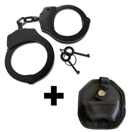 Best Real Police Handcuffs + Handcuff Case Bundle - Perfect Gift Idea for Security Guards, Law Enforcement, Military and (Best Backup Pistol For Law Enforcement)