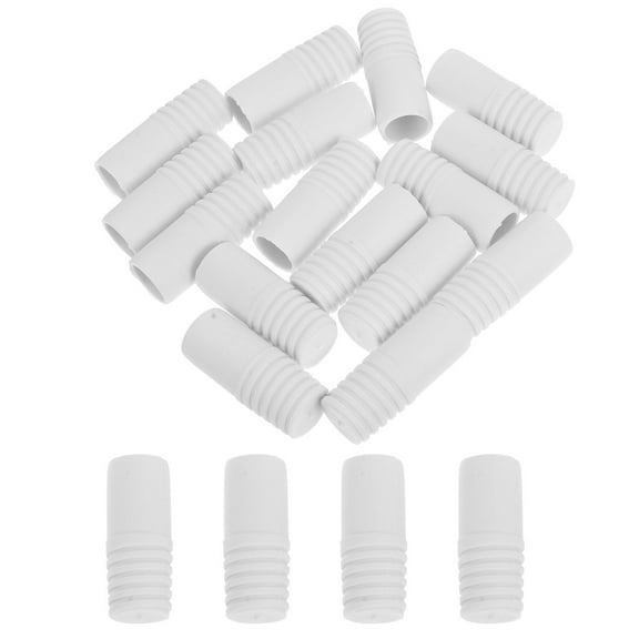 HOMEMAXS 20pcs Plastic Mop Head Broom Handle Threaded End Tips for Telescopic Pole Household Tips for Handle Push Broom Handle Broom Handle Threaded Tip Suite Tube White 22cm