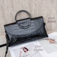 thumbnail image 4 of Genuine Cowhide Women Crossbody Bag, Glossy Crocodile Embossed Metal-Ring Top-Handle Purse, 4 of 9
