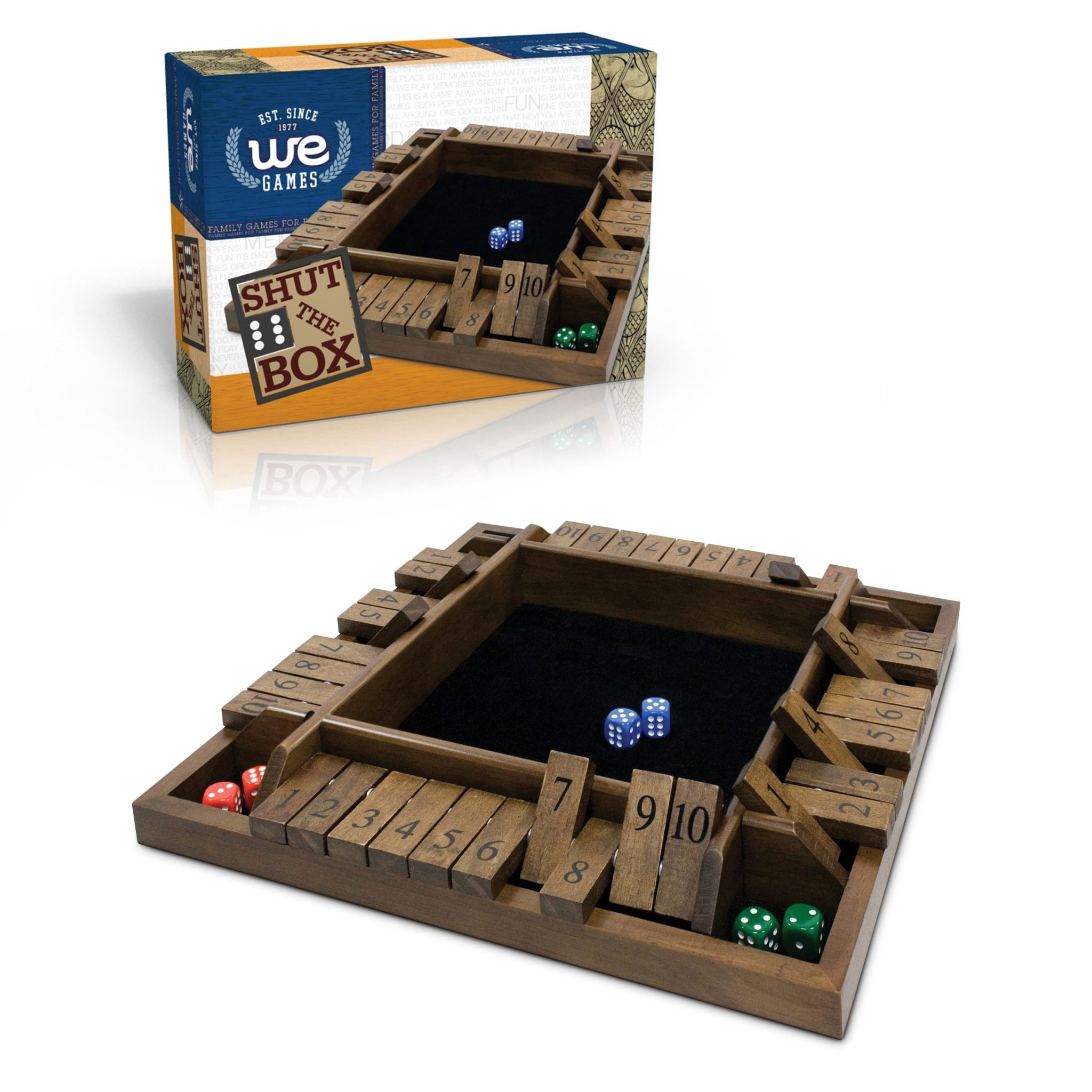 WE Games 4 Player Shut The Box Dice Game - Black Stained - Travel Size -  Walmart.com