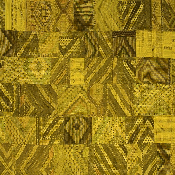 Ahgly Company Indoor Square Abstract Yellow Contemporary Area Rugs, 5' Square