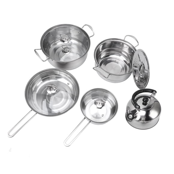 Frying Pan Soup Pot Set, Thickened Stainless Steel Cookware Set Wearable for Restaurant