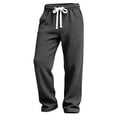 thumbnail image 6 of Fgvctg Waffle Pants Men Elastic Waist Lounge Trouser Wide Leg Trendy Baggy Joggers Pants Drawstring Loose Spring Sweatpant with Pockets Black S, 6 of 6