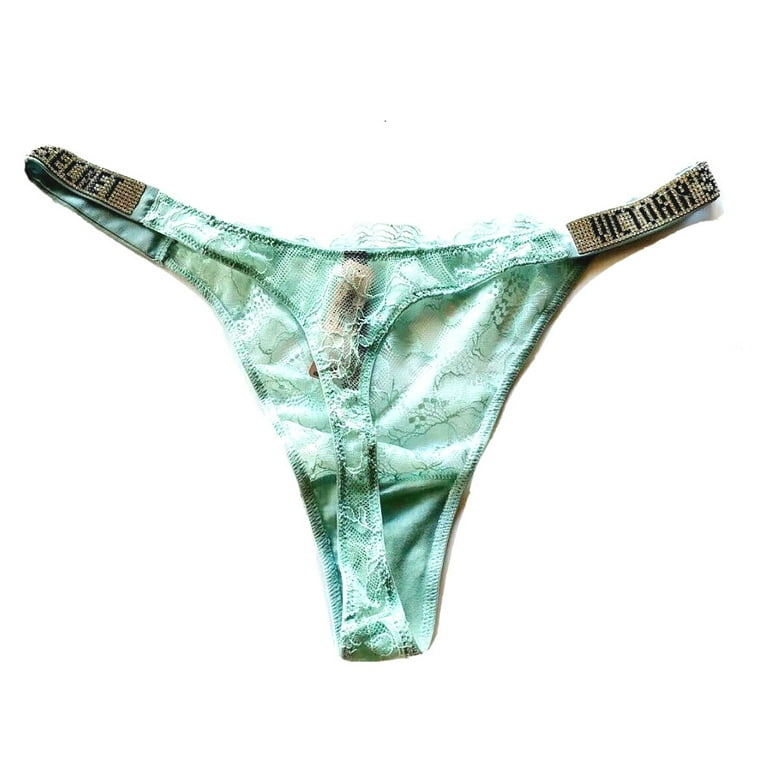 Victoria's Secret Very Sexy Bombshell Shine Thong Panty Mint Floral Lace  Size X-Large New 