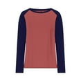 thumbnail image 4 of BiZtdJrK Womens Tunic Tops Color Block Raglan Long Sleeve Crew Neck T Shirts Lightweight Loose Fit Casual Fall Tee Shirt Wine L, 4 of 7
