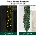 thumbnail image 4 of 10Ft Christmas Garland with 50 LED Lights - 2 Pack Pre-lit Outdoor Xmas Garland with Timer - Pine Garland with Red Berries Snow Pine Cones - 10 Foot by 10 Inch, 4 of 7