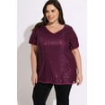thumbnail image 3 of TIYOMI Women's Plus Size Party Tops 3X Purple Summer Sequin Tops Short Sleeve V-Neck Shirts Club Sparkly Tunic Cocktail Birthday Casual Blouses Loose Fit Summer Tee 3XL 22W 24W, 3 of 5