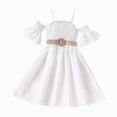 thumbnail image 4 of NIEWTR Robe Trapèze de Fête Mignonne pour Fillette Tout-Petit à Manches Courtes avec Jupe à Volants Contrastée (Blanc, 5-6 Ans), 4 of 4