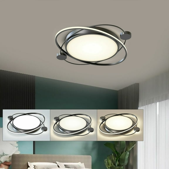 Remote Control Modern LED Ceiling Light Fixture Flush Mount Dimmable Pendant Lamp 28W