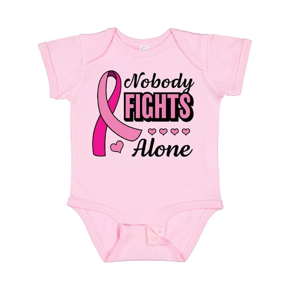 Inktastic Breast Cancer Awareness Nobody Fights Alone Pink Ribbon Boys or Girls Baby Bodysuit