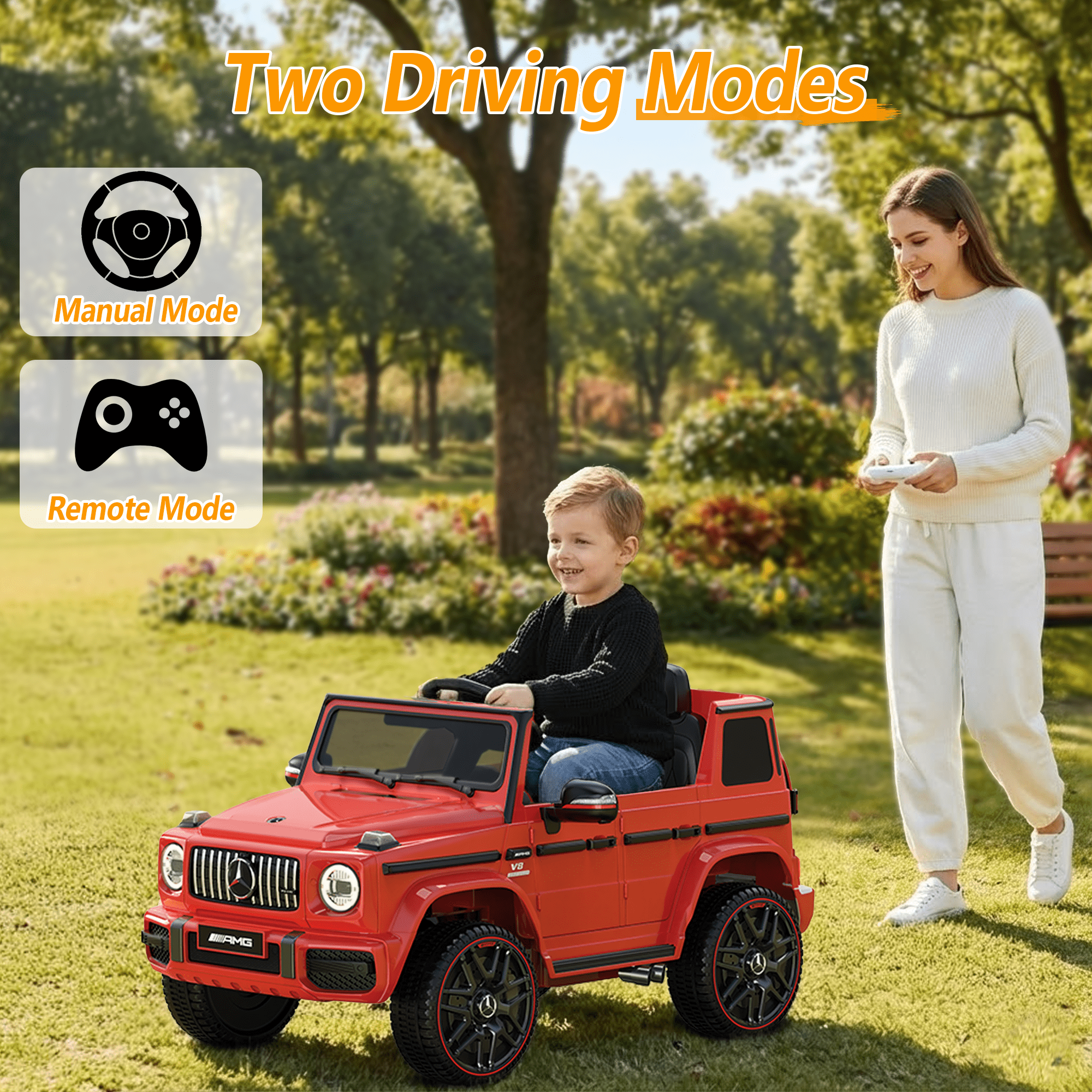 East doll 12V Power Ride on Toys for Toddlers, Kid Electric Car, G63 G Wagon Licensed Mercedes-Benz with Remote Controls, Aged 2-4Y,Red