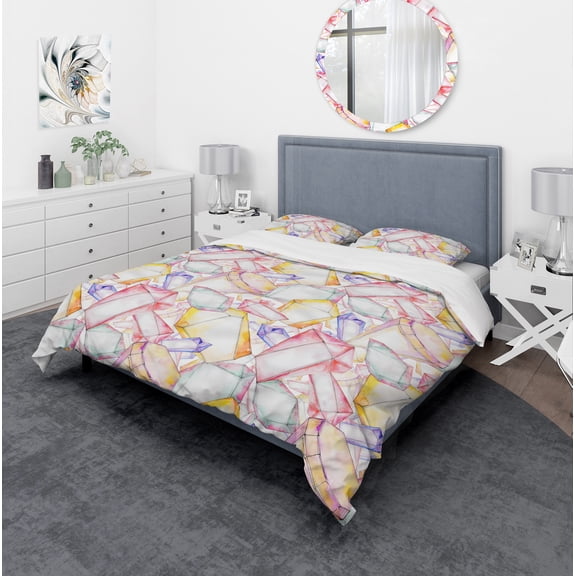 Designart 'Colorful Diamond Rock Jewelry Mineral' Modern & Contemporary Duvet Cover Set