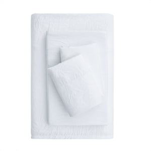 Mainstays Washed Ultra Soft Microfiber Sheet Set, Queen, Arctic White