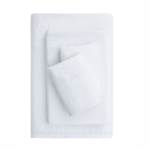 Ensemble de draps en microfibre ultra-douce prélavée Mainstays, 1Place/1PL, Blanc arctique, 3 pièces