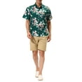 thumbnail image 3 of INSPIRE CHIC Men's Shirts Short Sleeve Floral Printed Button Front Beach Hawaiian Shirt 34 Green Pink, 3 of 7