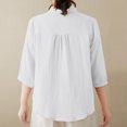 thumbnail image 3 of CIENVNSTG Women's Comfy Lightweight Cotton Linen Shirts Spring Summer 3/4 Sleeve Lapel Collar Button Down with Chest Pocket Plain Loose Fit Dressy Casual Blouses for Commute White XL, 3 of 3