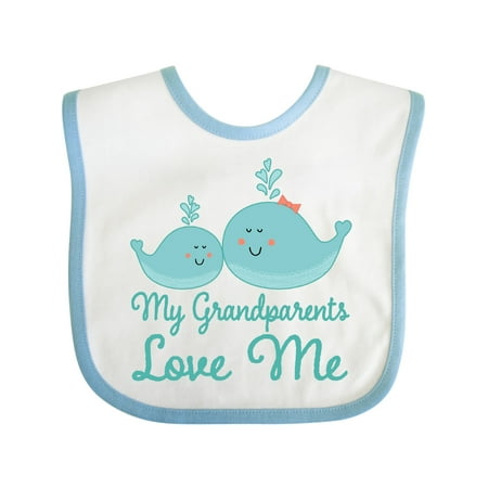

Inktastic My Grandparents Love Me Childs Gift Baby Boy or Baby Girl Bib