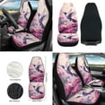 thumbnail image 2 of Yuyamidu Hummingbird Car Front Seat Covers Full Set of 12 Pink Flower Steering Wheel Cover Safe Belt Pads Armrest Pad Coasters Garbage Can Rear View Mirror Cover Keychain Air Vent Storage Holder, 2 of 6