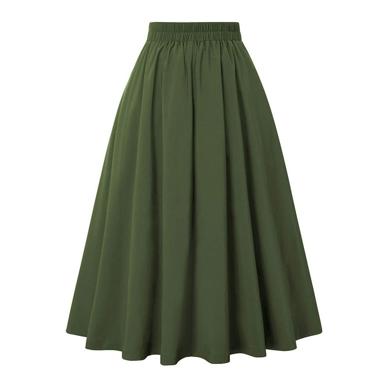 Knee length green skirts online