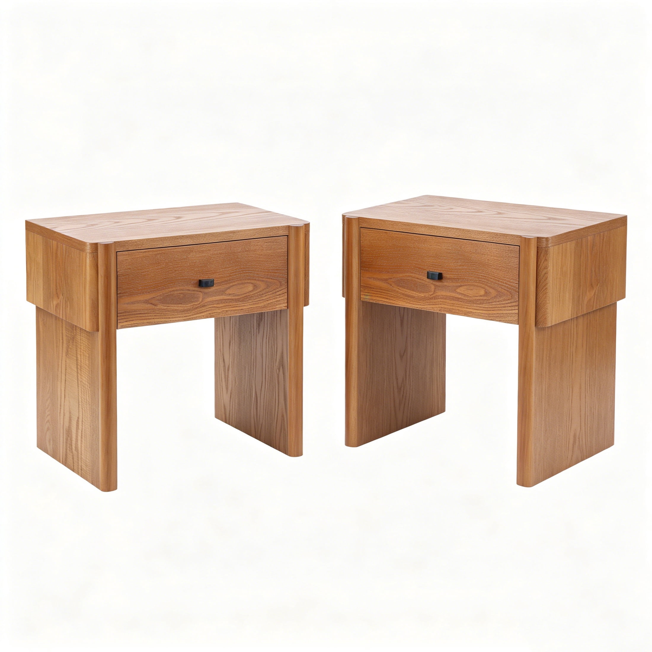 Christopher Knight Home 23" Modern Wood Nightstand with Drawer, Minimalist Bedside Table, Brown, Set of 2