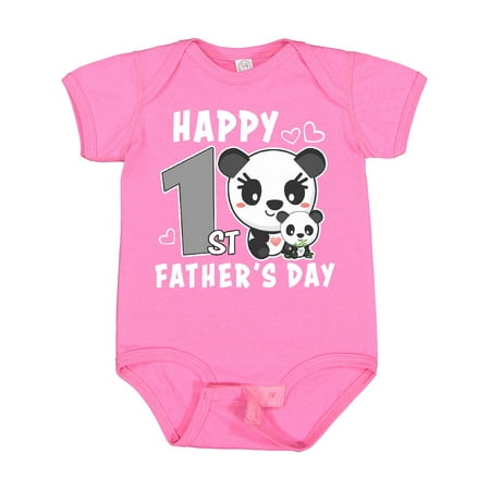 

Inktastic Happy 1st Fathers Day with Pandas Gift Baby Girl Bodysuit