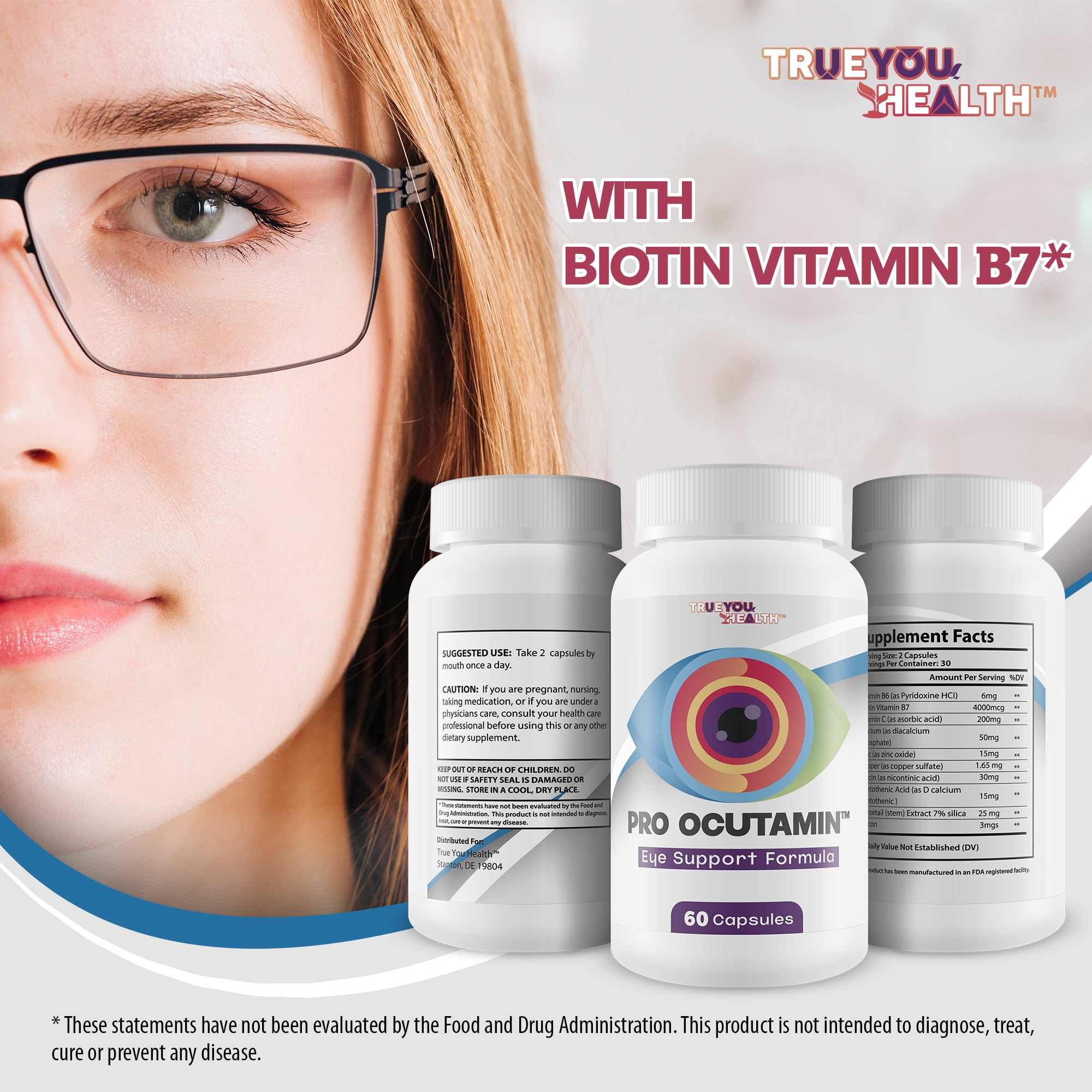 Pro Ocutamin - Eye Support Formula - Support Healthy Vision - Aid Reduced Eye Strain, Blurry Vision, Eye Pain - Help Counter Effects of Blue Light - Vision Health Supplement - See Clearly Day & Night