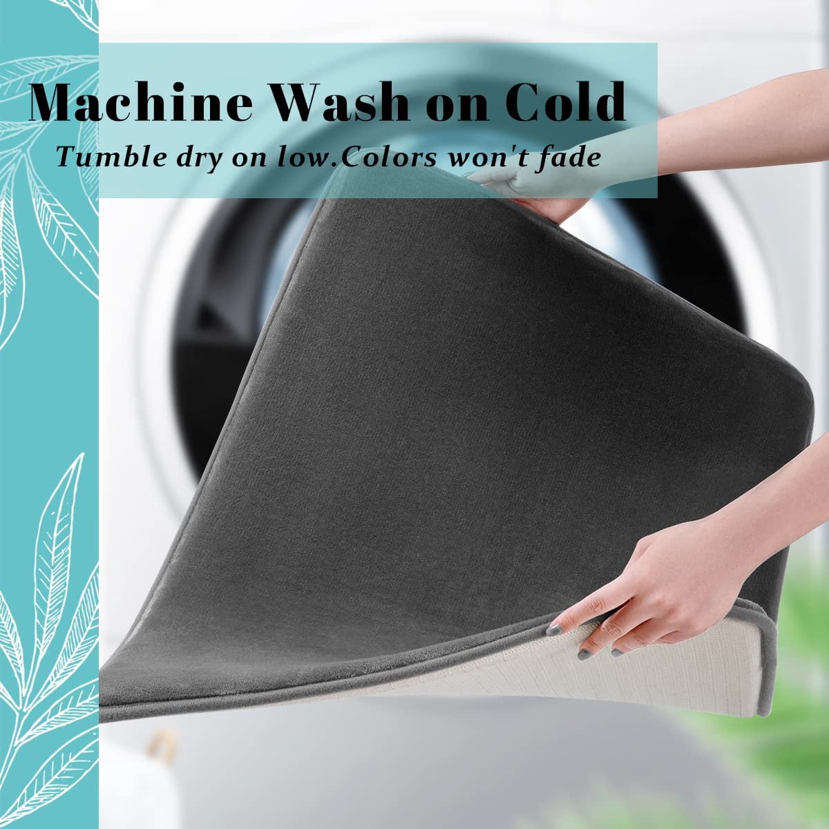 Bathroom Rugs, Ultra Absorbent & Non-Slip Memory Foam Bath Rugs, Machine Washable Bathroom mats, Soft Velvet Bath Mats，Easier to Dry for Bathroom Floor Rugs (32"×20", Dark Grey)