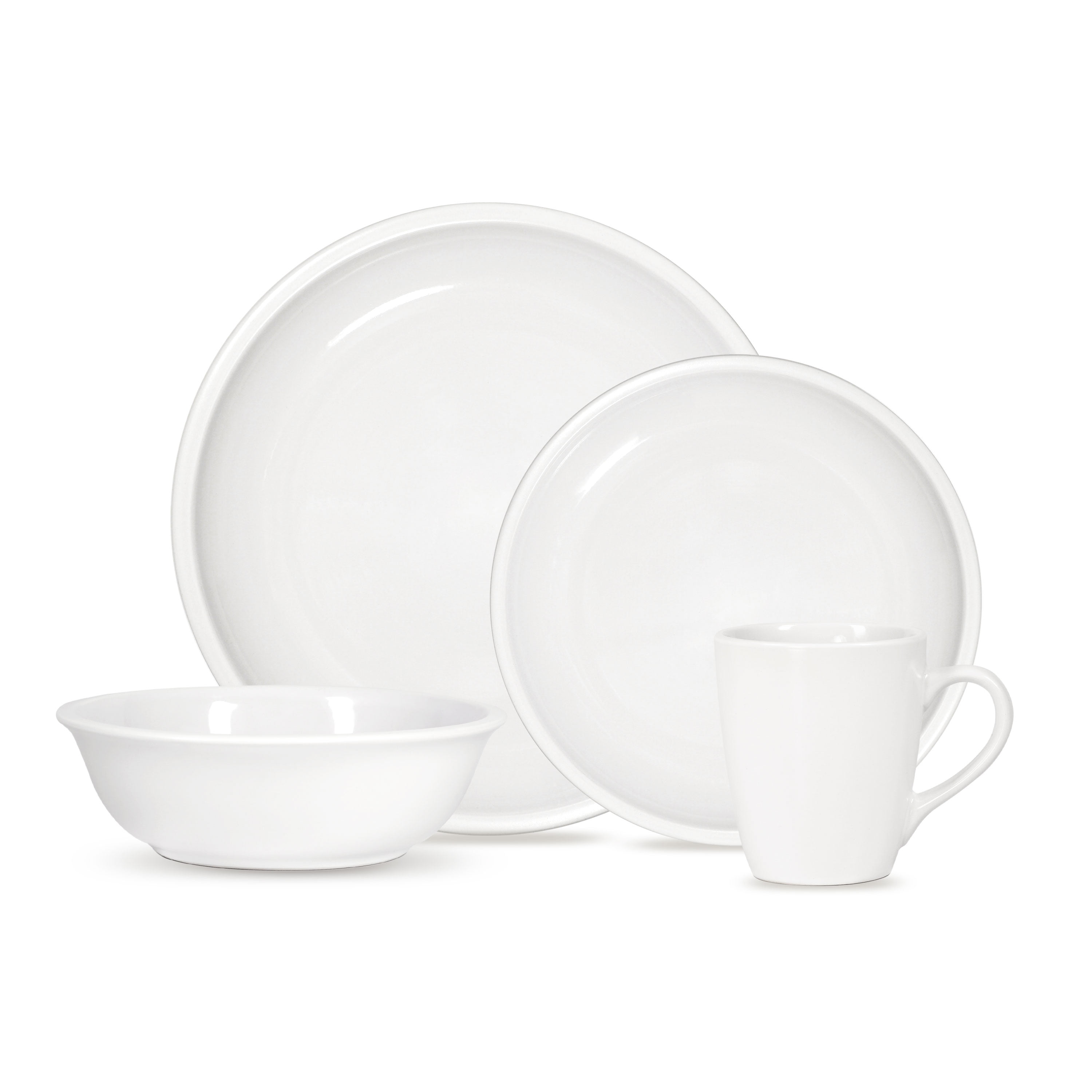 Mainstays Lara 16Piece Round Stoneware Dinnerware Set, White