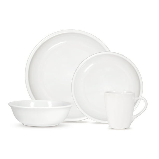 Mainstays Lara 16Piece Round Stoneware Dinnerware Set, White Walmart