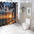 thumbnail image 7 of Orinice  Ocean Beach Shower Curtain Sunset Coastal Sunrise Hawaii Palm Tree Tropical Seaside Scenic Landscape Nature Scenery Bathroom Decor Curtain with Hooks, 69x72, 7 of 7