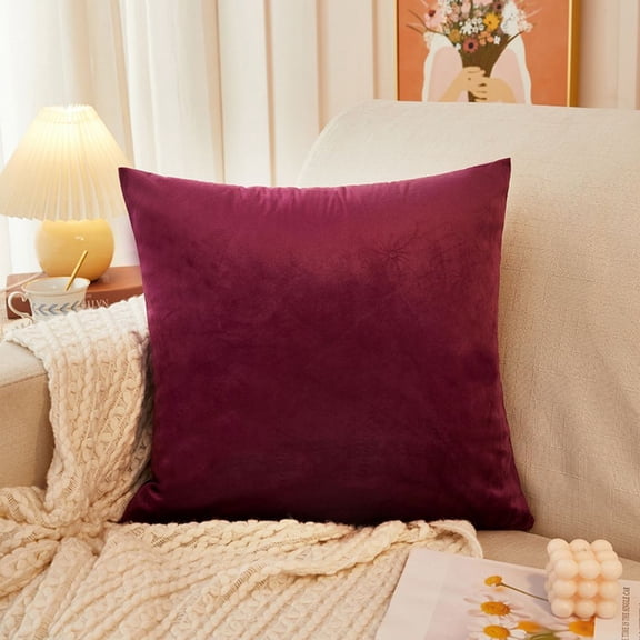 CSCHome Square Throw Pillows Velvet Soft Decorative Pillow 16x16inch Full and Fluffy, Cozy and Comfortable for Sofa Couch Bed