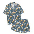thumbnail image 7 of Womens Pajama Set Casual Easter Short Sleeve Button Shirt Shorts Women Pjs,A2-Dark Blue,S, 7 of 7
